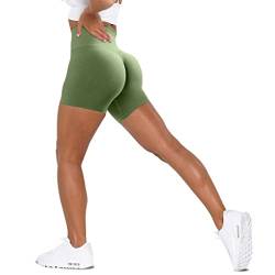 Unthewe Workout Butt Lifting Shorts für Frauen Hohe Taille Nahtlose Gym Yoga Booty Shorts, Scrunch Dusty Green, Mittel von Unthewe