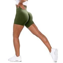 Unthewe Workout Butt Lifting Shorts für Frauen Hohe Taille Nahtlose Gym Yoga Booty Shorts, Scrunch Evergreen, Klein von Unthewe