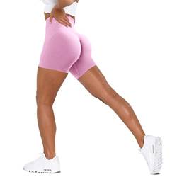 Unthewe Workout Butt Lifting Shorts für Frauen Hohe Taille Nahtlose Gym Yoga Booty Shorts, Scrunch Pink, Mittel von Unthewe