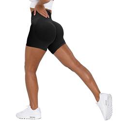 Unthewe Workout-Shorts für Damen, hohe Taille, nahtlos, für Fitnessstudio, Yoga, Booty-Shorts, Booty Black, Klein von Unthewe