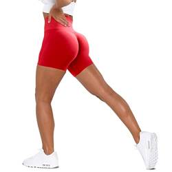 Unthewe Workout-Shorts für Damen, hohe Taille, nahtlos, für Fitnessstudio, Yoga, Booty-Shorts, Scrunch Formula Red, Klein von Unthewe