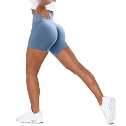 Unthewe Workout-Shorts für Damen, hohe Taille, nahtlos, für Fitnessstudio, Yoga, Booty-Shorts, Scrunch French Blue, Klein von Unthewe