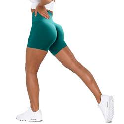 Unthewe Workout-Shorts für Damen, hohe Taille, nahtlos, für Fitnessstudio, Yoga, Booty-Shorts, Scrunch Green, Groß von Unthewe