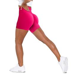 Unthewe Workout-Shorts für Damen, hohe Taille, nahtlos, für Fitnessstudio, Yoga, Booty-Shorts, Scrunch Hot Pink, Medium von Unthewe