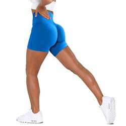 Unthewe Workout-Shorts für Damen, hohe Taille, nahtlos, für Fitnessstudio, Yoga, Booty-Shorts, Scrunch Königsblau, Klein von Unthewe