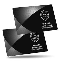UoQo 2 Stück RFID/NFC Anti-Diebstahl-Blockierkarte, Kreditkarten-Schutz, Brieftaschenschutz für Kredit-/EC-Karten, Ausweise, Reisepass usw., kontaktlose Karten, 85.5*54*0.86（mm）, Modern von UoQo