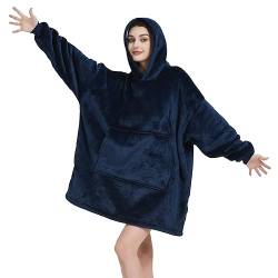 UoYeet Übergroße Decke Sweatshirt, Sherpa Hoodie Kapuzenpullover Decke Damen und Herren, komfortable Riesen-Hoodie für Erwachsene, Männer, Frauen, Jugendliche, Blau von UoYeet