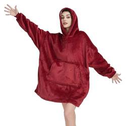 UoYeet Übergroße Decke Sweatshirt, Sherpa Hoodie Kapuzenpullover Decke Damen und Herren, komfortable Riesen-Hoodie für Erwachsene, Männer, Frauen, Jugendliche, Rot von UoYeet