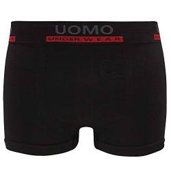 UOMO Herren Boxershorts Microfaser Schwarz Uni 4er 6er (6, XL/XXL) von Uomo