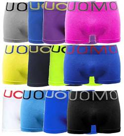 Uomo Boxershorts Herren Unterwäsche Retro-Pants Shorts Unifarben Sportshorts Knallfarben Mikrofaser Neon Farben 6er / 12er / 18er Pack (2XL/3XL, 12 Pack Neon) von Uomo