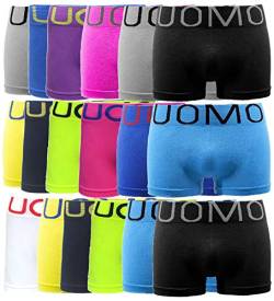 Uomo Boxershorts Herren Unterwäsche Retro-Pants Shorts Unifarben Sportshorts Knallfarben Mikrofaser Neon Farben 6er / 12er / 18er Pack (L/XL, 18er Pack Neon) von Uomo