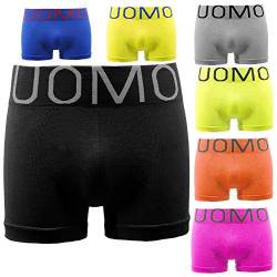 Uomo Boxershorts Seamless Pants Unterhosen Boxer Shorts Schwarz Unterhose Nahtlose Boxershorts Neonfarben Mikrofaser Sport 6/12 / 18 / 24er Pack (12er Pack, M/L) von Uomo