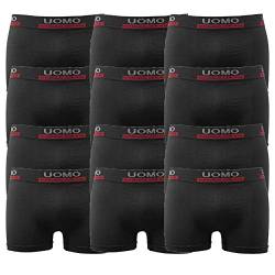 Uomo Boxershorts Unterhosen Boxer Shorts K1505 Mikrofaser Unterwäsche (M/L, 12er Pack nur Schwarz) von Uomo