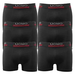 Uomo Boxershorts Unterhosen Boxer Shorts K1505 Mikrofaser Unterwäsche (M/L, 6er Pack nur Schwarz) von Uomo