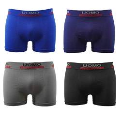 Uomo Boxershorts Unterhosen Boxer Shorts K1505 Mikrofaser Unterwäsche (XL/XXL, 4X Mix Schwarz Navy Blau Dunkelgrau Hellgrau (Farben nach Zufallsprinzip)) von Uomo