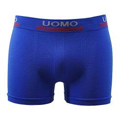 Uomo Herren Boxershorts Microfaser Blau Uni 4er 6er 10er (10, XL/XXL) von Uomo