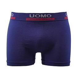 Uomo Herren Boxershorts Microfaser Navy Uni 4er 6er (10, M/L) von Uomo