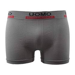 Uomo Herren Boxershorts Mikrofaser Dunkelgrau Uni 4er 6er 10er (10, M/L) von Uomo