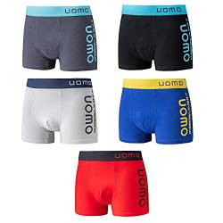 Uomo Premium Hipster Boxershorts Retroshorts Baumwolle Stretch FIT Herren UNTERWÄSCHE UNTERWÄSCHE SEXYUNTERWÄSCHE 5/10 Pack M,L,XL,XXL,3XL (5er Pack, 2XL) von Uomo