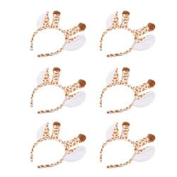 6Pcs Giraffe Stirnband Tier Ohren Stirnband Plüsch Tier Stirnband für Geburtstag Halloween Kostüm Party Haarreif Giraffe Giraffenhörnern Kostüm Accessoire Plüsch Stirnbänder Haarbänder Plüsch Haarreif von Uonlytech