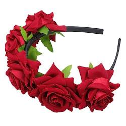 Uonlytech 1Stk Blumenstirnband verlassen Kopfschmuck für Frauen geburtstagsbrief Haarreifen Girlande haarschmuck Tiara rosa Stirnband Haarband die Blumen Krone Rose Schal Damen Kopfbedeckung von Uonlytech