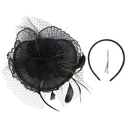 Uonlytech Haarschmuck Schleier-Stirnband Mit Haarspange Vintage- -Teeparty-Fascinator-Stirnband Haarmanschetten Fascinator-Hüte Für Frauen Hochzeitszubehör von Uonlytech