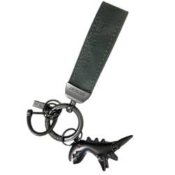 Uoocg Schlüsselanhänger Lederband Autoschlüssel Ring aus Metall mit Dinosaurier-Anhänger Für Frauen Männer (Dunkelgrau) von Uoocg