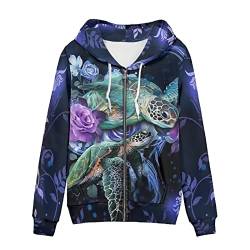 Uourmeti Zip Up Hoodie Graphic Y2k Kapuzen-Sweatshirt Jacke für Damen XS-5XL, Blume Schildkröte, M von Uourmeti