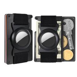 Minimalistische Geldbörse Münztablett für Herren, abnehmbarer Münz- & Schlüsselhalter für schlanke Brieftasche, zusätzliches Mini-Zubehörfach für Metallgeldbörse, Schwarze Geldbörse mit von UpLook