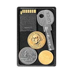 Minimalistische Geldbörse Münztablett für Männer, abnehmbarer Münz- und Schlüsselhalter für schlanke Brieftasche, zusätzliches Mini-Zubehörfach für Metallgeldbörse, Aluminum, Credit Card Size, von UpLook