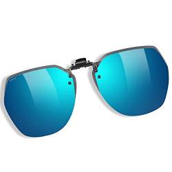 UpaClaire Clip-On Flip-Up Sonnenbrille polarisiert UV400 Brille über Brillen für Männer und Frauen Blau von UpaClaire