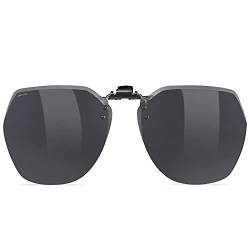 UpaClaire Clip-On Flip-Up Sonnenbrille polarisiert UV400 Brille über Brillen für Männer und Frauen Grau von UpaClaire