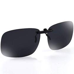 UpaClaire Polarisierte Clip-on-Sonnenbrille, UV-Schutz/blendfrei, kleiner Metallclip, Fahren/Outdoor, Männer oder Frauen, Schwarz von UpaClaire