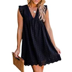 California Romper Dress with Shorts,Cotton Short Skirt Solid Color Dress California Lace Dress Romper (Black,L) von Updays