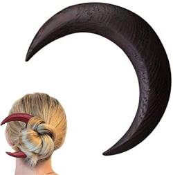 Handgeschnitzte Halbmond-Haargabel für Frauen, Holzmond-Haarspangen, Mond-Haarstab, Holz-Haarkamm, dickes Haarstyling-Werkzeug-Zubehör (A, L) von Updays
