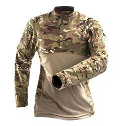 Tactical Combat Shirt Männer Baumwolle Militär Uniform Camouflage T Shirt Multicam Armee Kleidung Camo Langarm Hemd S-3XL (A,L) von Uplateng