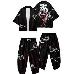 Uplateng Japanische Kimono Strickjacke Hosen Sets Männer Frauen Yukata Haori Traditionelle Kimonos Harajuku Tang Anzug Cosplay Kostüm Plus Größe 6XL (Suit A,5XL) von Uplateng