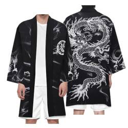 Uplateng Japanischer Anime 3D Cardigan Kimono Manga Samurai Haori Jacke Cosplay Mittellanger Umhang Yukata Übergröße XXS-4XL (1,M) von Uplateng