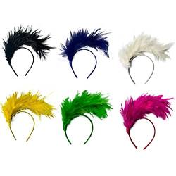 Damen 1920er Jahre Stirnbänder,6 Stücke Feder Haarspange Haarreif Kostüm Haarband Vintage Kopfschmuck Haarschmuck Party Kostüm Accessoires für Hochzeit Abschlussball für Frauen Mädchen von Uposao
