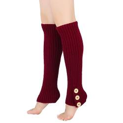Uposao 1 Paar Damen Winter Gestrickte Knopf Socken Frauen Crochet Stricken Lange Gestrickt Beinwärmer Legwarmers für Frauen und Mädchen von Uposao