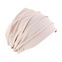 Uposao Chemo Kopftuch für Frauen, Baumwolle Bandana Turban Muslim Bandana Kopftücher Headwrap Hijab Bonnet Kopfbedeckung Schlafmütze Muslimisches Chemotherapie-Kappe Kopftuch,Beige von Uposao