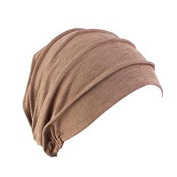 Uposao Chemo Kopftuch für Frauen, Baumwolle Bandana Turban Muslim Bandana Kopftücher Headwrap Hijab Bonnet Kopfbedeckung Schlafmütze Muslimisches Chemotherapie-Kappe Kopftuch,Kaffee von Uposao