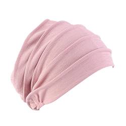 Uposao Chemo Kopftuch für Frauen, Baumwolle Bandana Turban Muslim Bandana Kopftücher Headwrap Hijab Bonnet Kopfbedeckung Schlafmütze Muslimisches Chemotherapie-Kappe Kopftuch,Rosa von Uposao