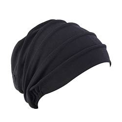 Uposao Chemo Kopftuch für Frauen, Baumwolle Bandana Turban Muslim Bandana Kopftücher Headwrap Hijab Bonnet Kopfbedeckung Schlafmütze Muslimisches Chemotherapie-Kappe Kopftuch,Schwarz von Uposao