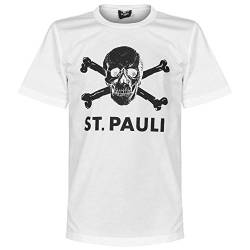 FC St. Pauli T-Shirt Oberteil Kurzarm Aufdruck Totenkopf weiß (L) von Upsolut