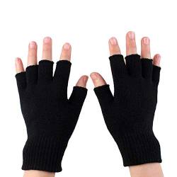 1 Paar Halbfingerhandschuhe Winterwarmer fingerloser dehnbarer Strickhandschuh für Frauen und Männer Schwarz von Upstore