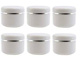 6 x leere weiße Kunststoff-Behälter für Make-up-Kosmetikflaschen mit Schraubdeckel und PP-Liner Reiseverpackung Aufbewahrungsbehälter für Lidschatten Creme Lotion Lippenbalsam (100 g/3.4 oz) von Upstore