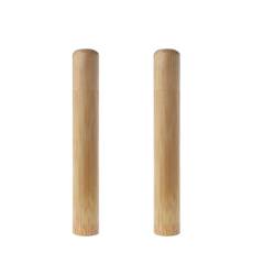 UPSTORE 2 x natürliche Bambus-Zahnbürsten-Reiseetuis, leer, tragbar, wiederverwendbar, Zahnbürstenhalter von Upstore