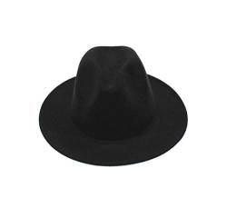 UPSTORE Damen Fedora-Hut, klassisch, breite Krempe, Filz, flach, Schwarz, Schwarz , 22-23 inches von Upstore