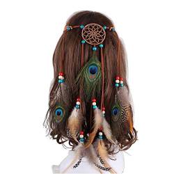 verstellbares indisches Haarband mit Federn und Quaste aus Hanfseil, Bohemian-Stil, Kopfschmuck, Styling-Zubehör für Festival von Upstore